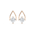 3 ctw Princess LGD Teardrop Frame Stud Earrings - 14K Rose Gold / F-VS2