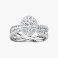 Athena Oval LGD Rope Crossover Halo Engagement Ring - 14K White Gold
