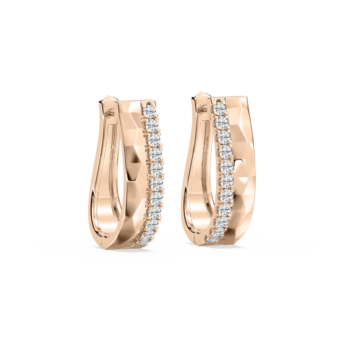1/2 ctw LGD Textured Hoop Earrings - 14K Rose Gold
