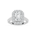 Thea 3 ⁷⁄₈ ctw Emerald LGD Grand Halo Engagement Ring - 14K White Gold / F-VS2