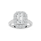 Thea 3 ⁷⁄₈ ctw Emerald LGD Grand Halo Engagement Ring - 14K White Gold / F-VS2