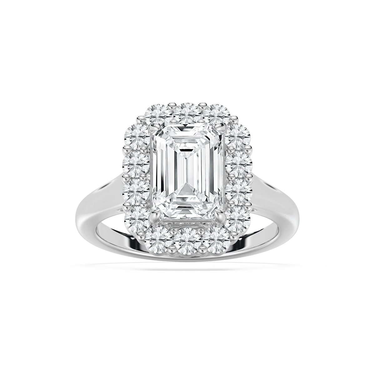 Thea 3 ⁷⁄₈ ctw Emerald LGD Grand Halo Engagement Ring - 14K White Gold / F-VS2