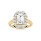 Thea 3 ⁷⁄₈ ctw Emerald LGD Grand Halo Engagement Ring - 14K Yellow Gold / F-VS2