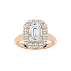 Thea 3 ⁷⁄₈ ctw Emerald LGD Grand Halo Engagement Ring - 14K Rose Gold / F-VS2