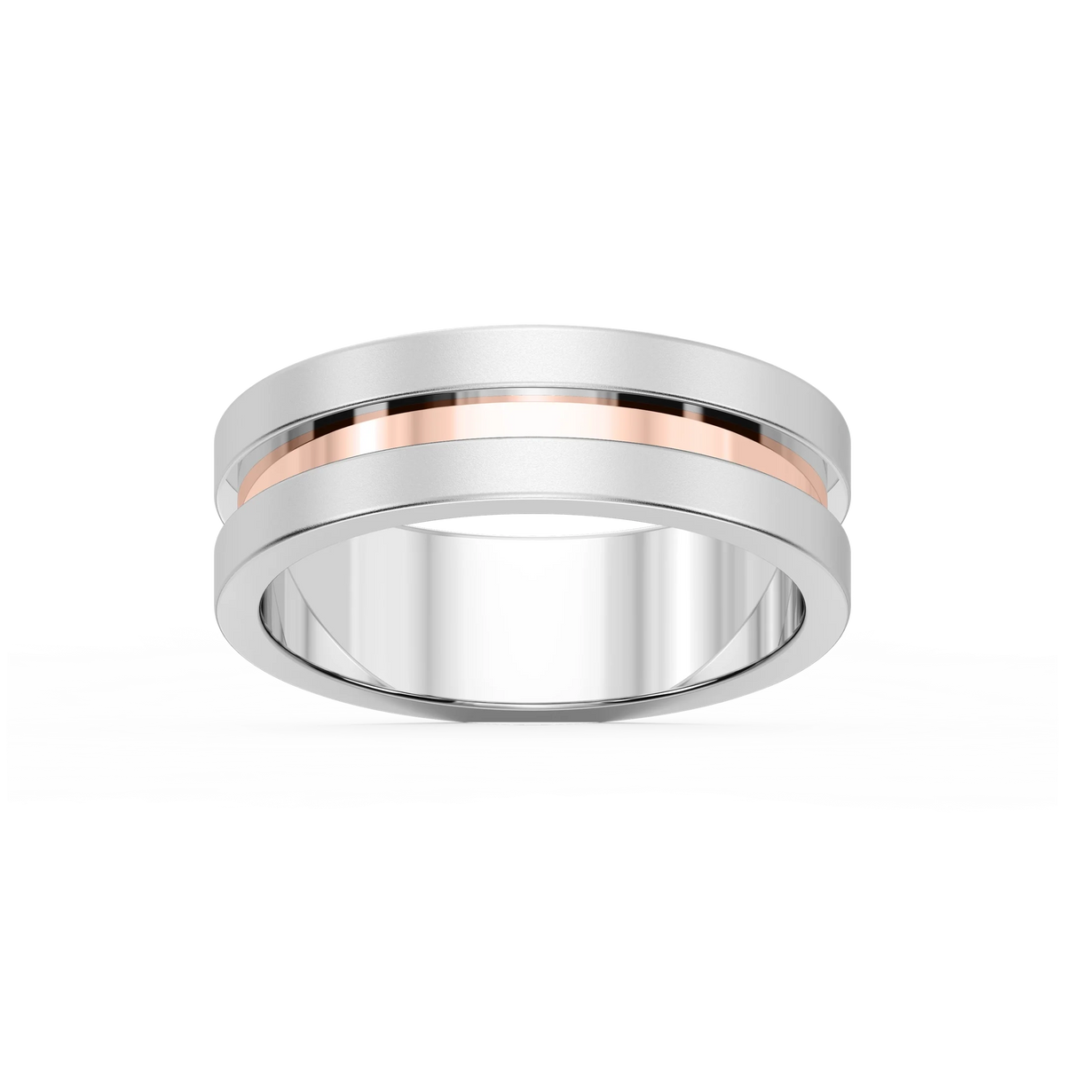 Thorn 6.00mm Groove Plain Metal Band - Two-Tone 14K White Gold and 14K Rose Gold / Glass Bead