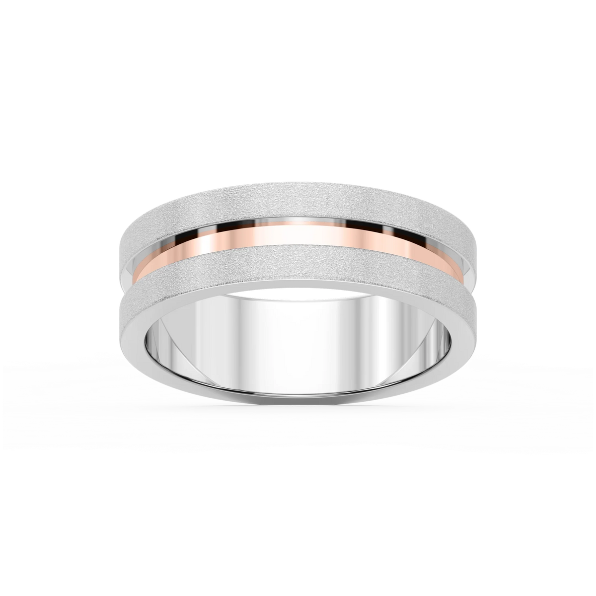 Thorn 6.00mm Groove Plain Metal Band - Two-Tone 14K White Gold and 14K Rose Gold / Stone