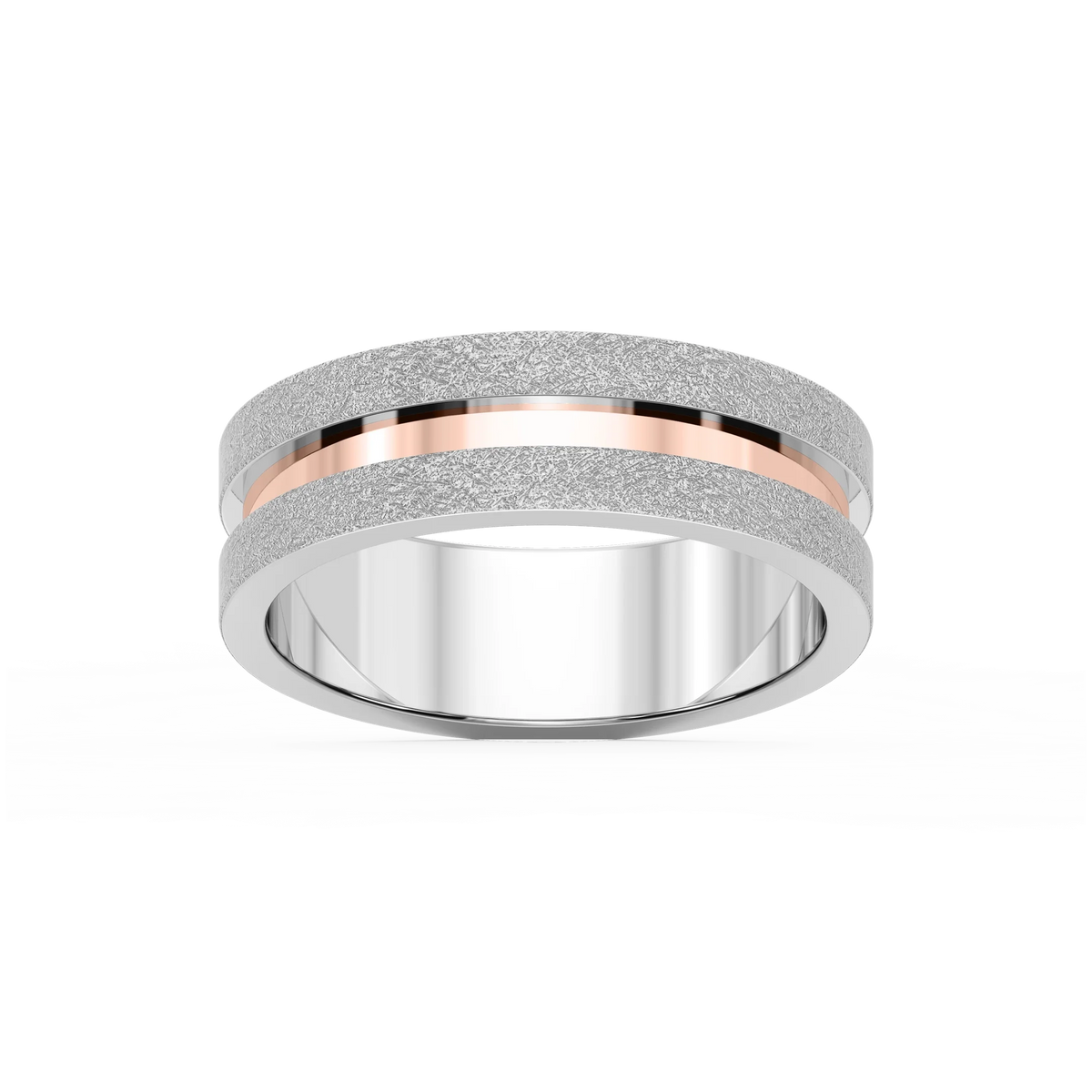 Thorn 6.00mm Groove Plain Metal Band - Two-Tone 14K White Gold and 14K Rose Gold / Wire Matte
