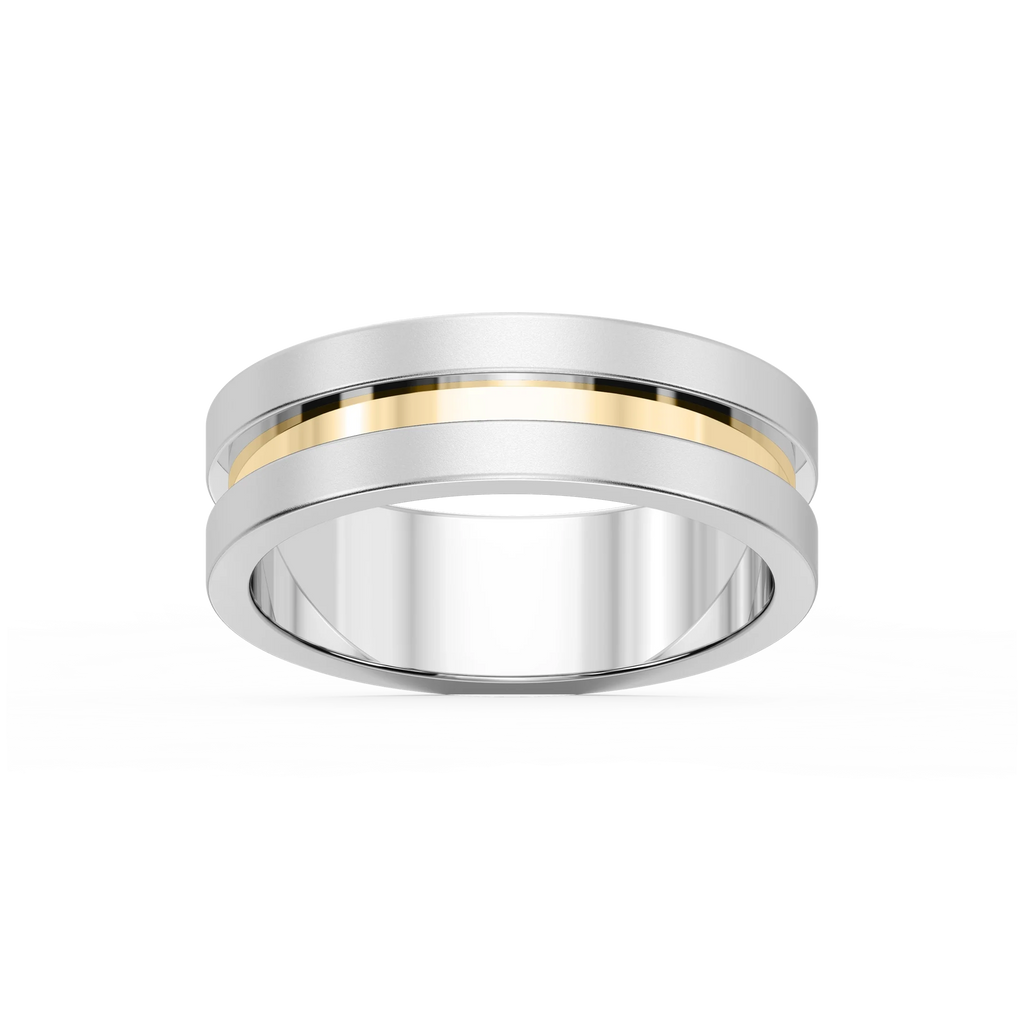 Thorn 6.00mm Groove Plain Metal Band - Two-Tone 14K White Gold and 14K Yellow Gold / Glass Bead