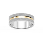 Thorn 6.00mm Groove Plain Metal Band - Two-Tone 14K White Gold and 14K Yellow Gold / Sandblast