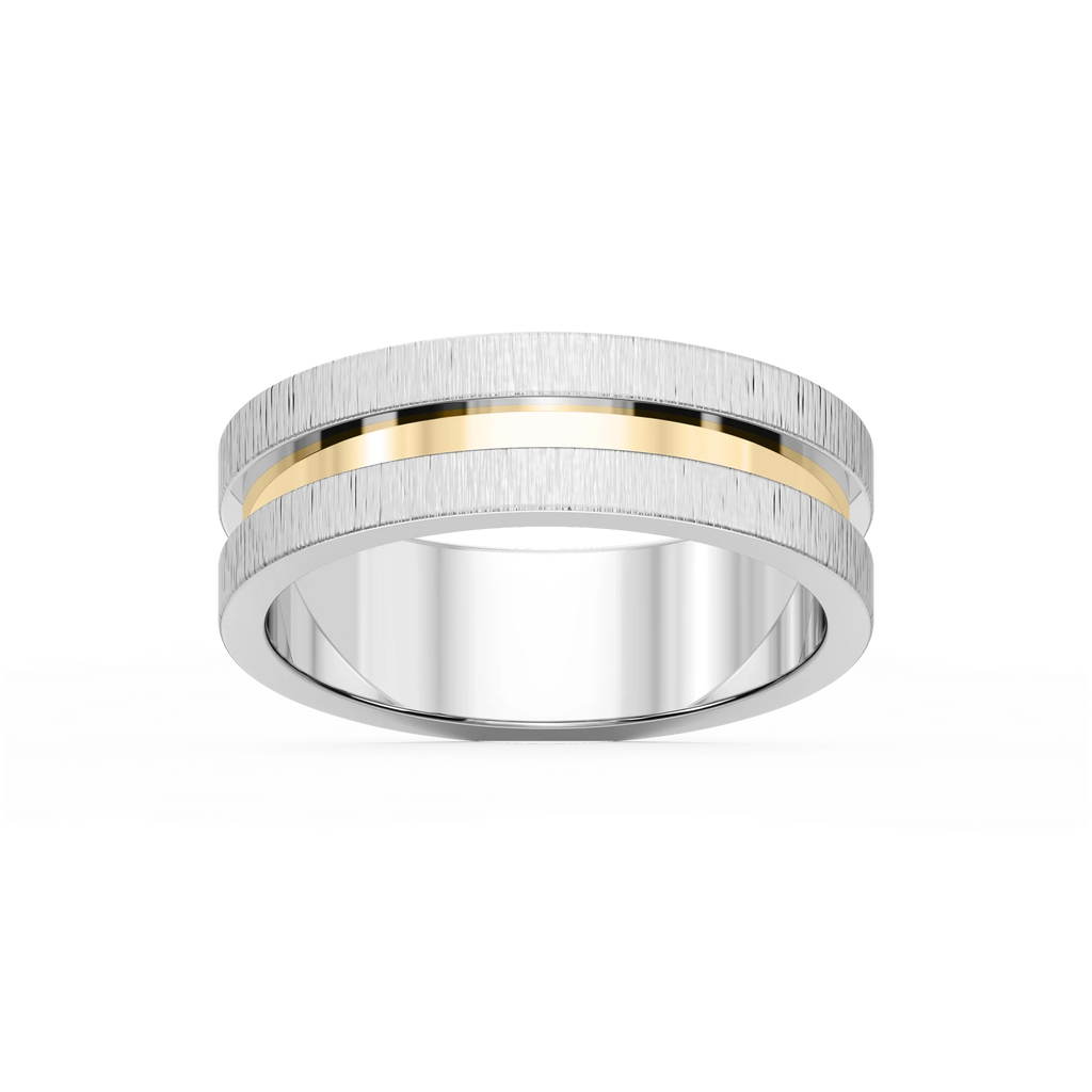 Thorn 6.00mm Groove Plain Metal Band - Two-Tone 14K White Gold and 14K Yellow Gold / Satin