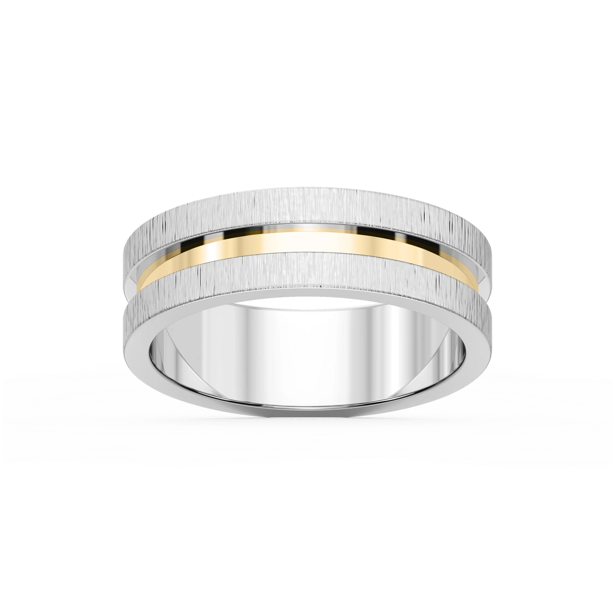 Thorn 6.00mm Groove Plain Metal Band - Two-Tone 14K White Gold and 14K Yellow Gold / Satin