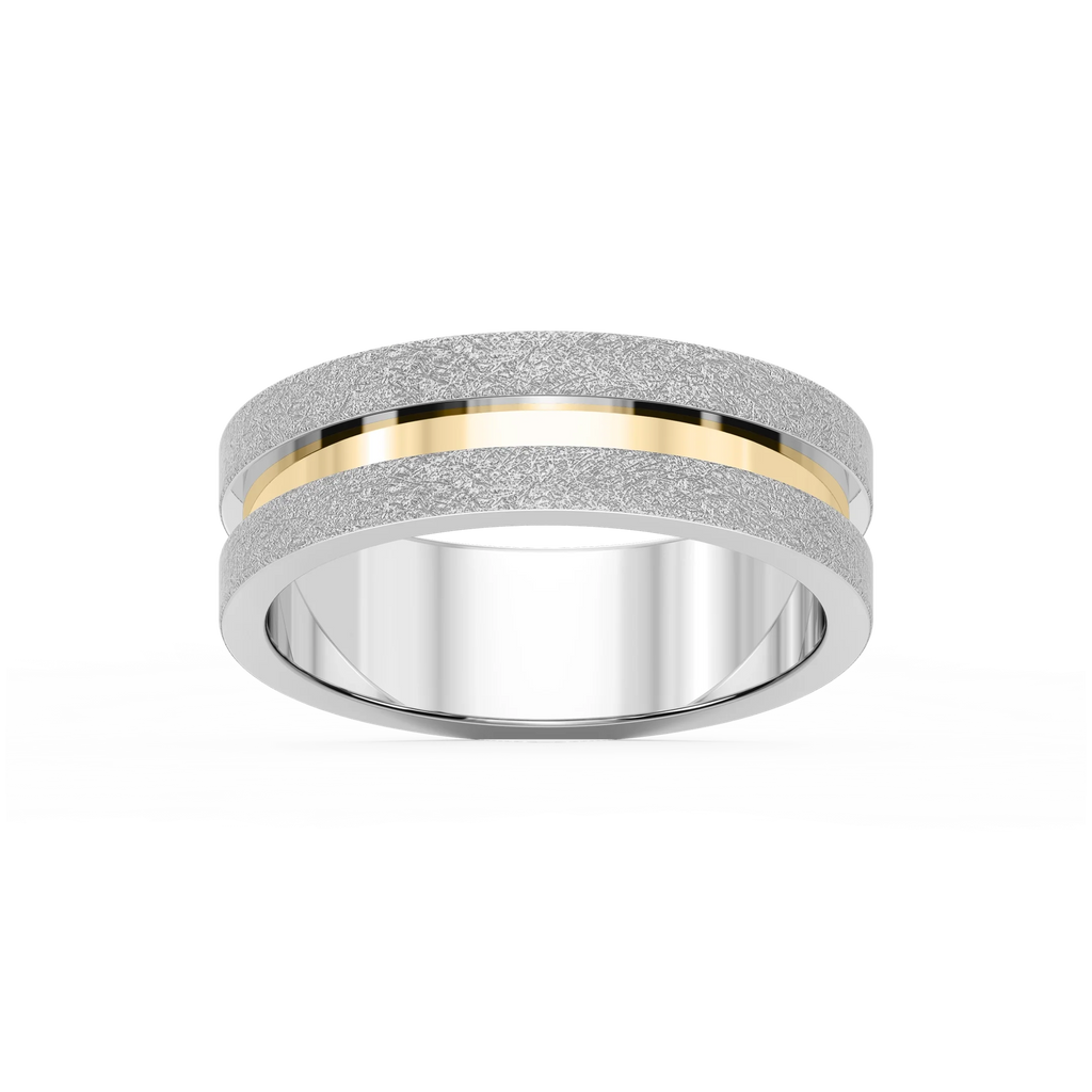 Thorn 6.00mm Groove Plain Metal Band - Two-Tone 14K White Gold and 14K Yellow Gold / Wire Matte