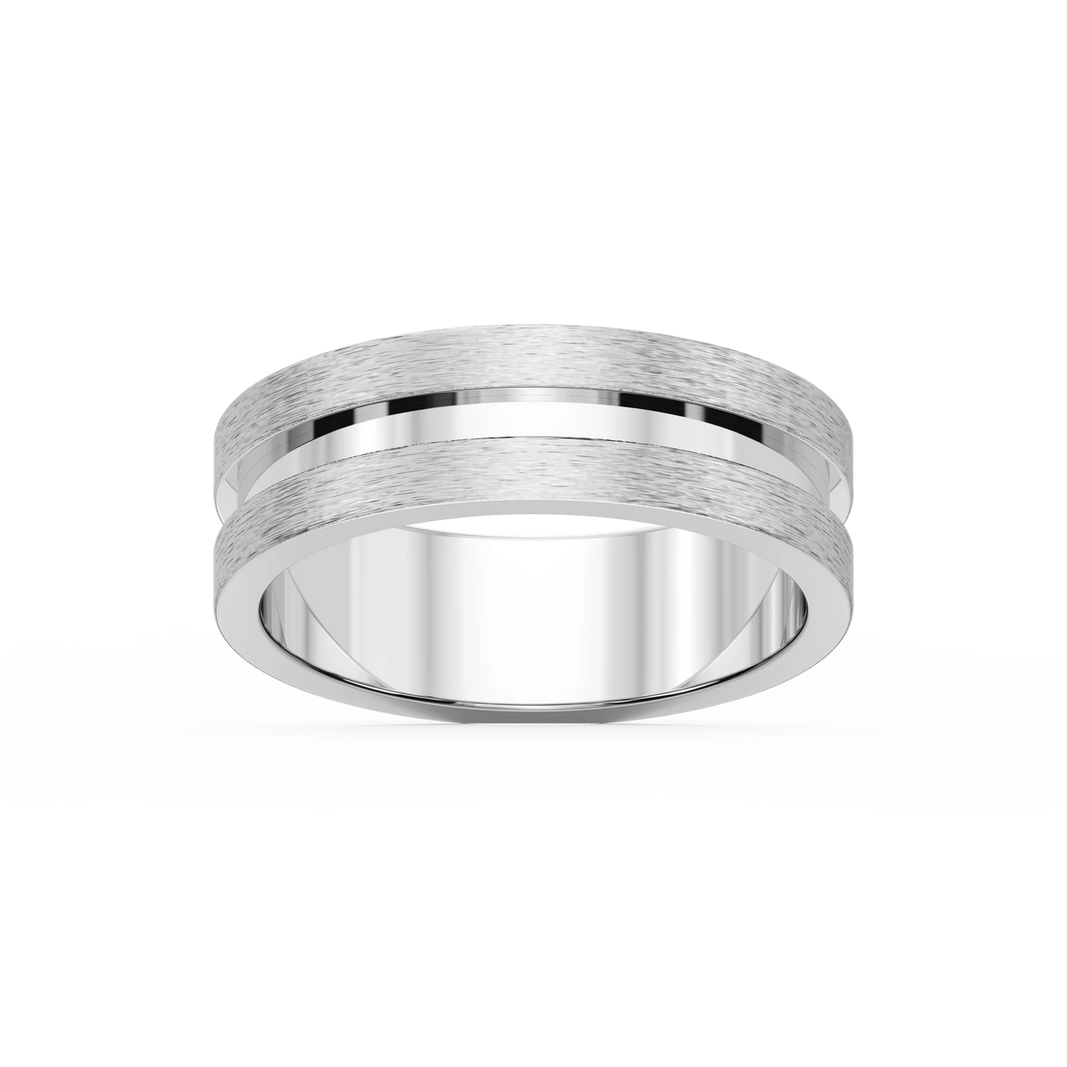Thorn 6.00mm Groove Plain Metal Band - 14K White Gold / Cross Satin