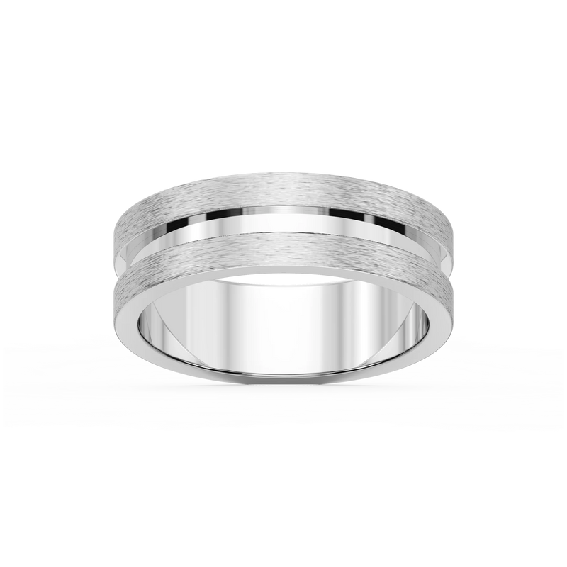 Thorn 6.00mm Groove Plain Metal Band - 14K White Gold / Cross Satin