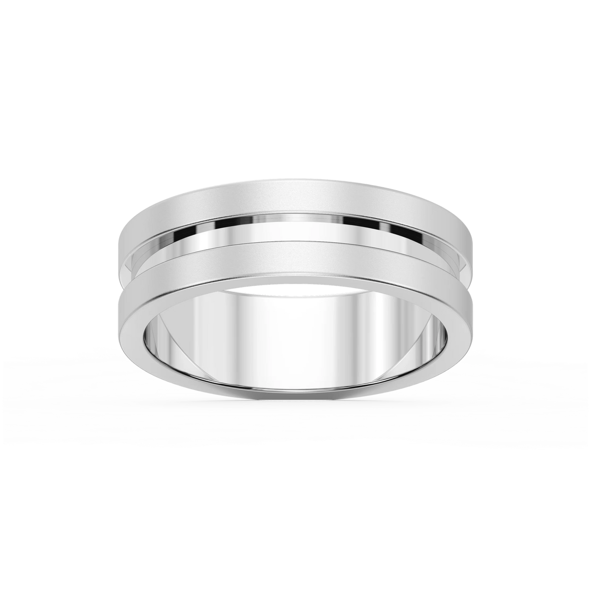 Thorn 6.00mm Groove Plain Metal Band - 14K White Gold / Glass Bead