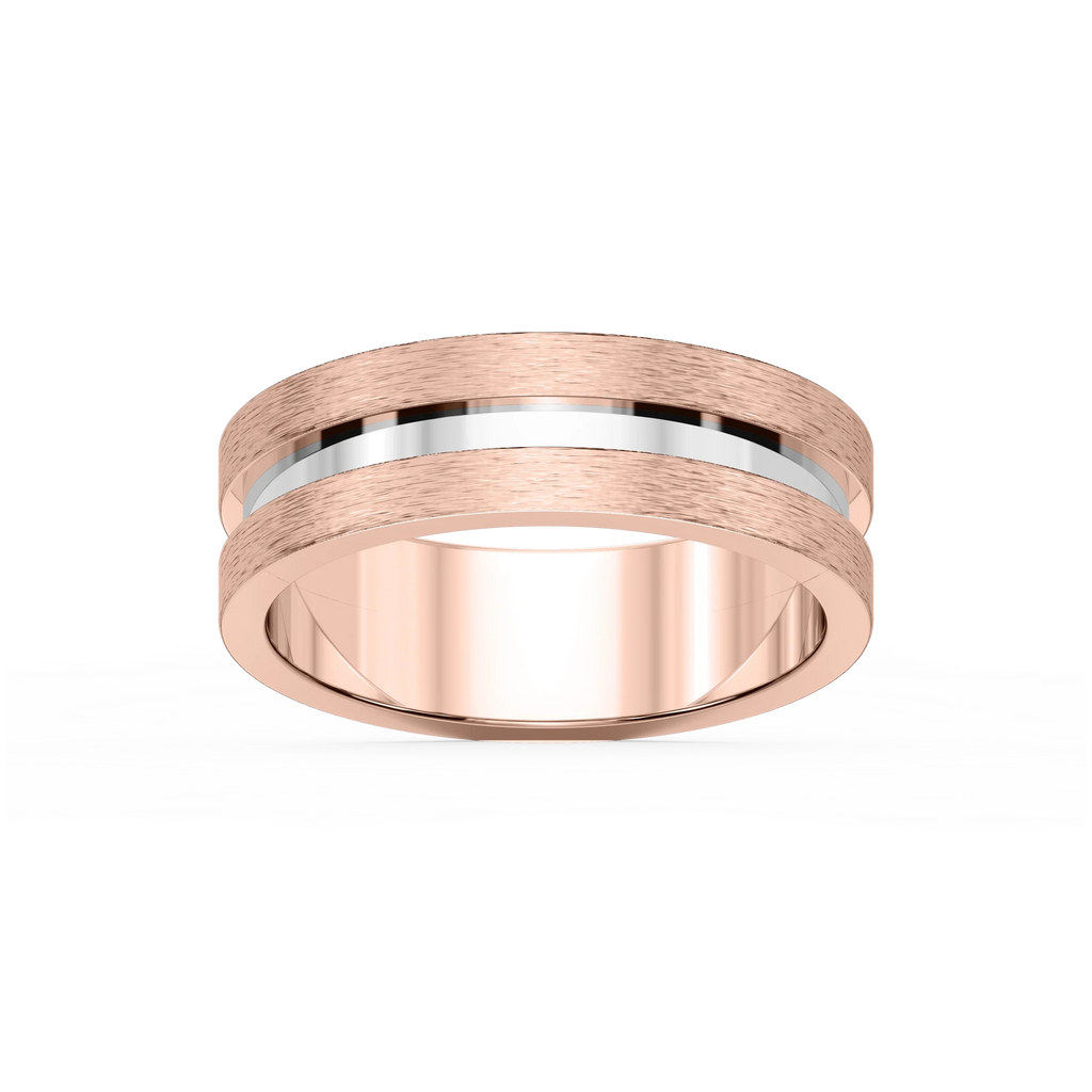 Thorn 6.00mm Groove Plain Metal Band - 14K Rose Gold / Cross Satin