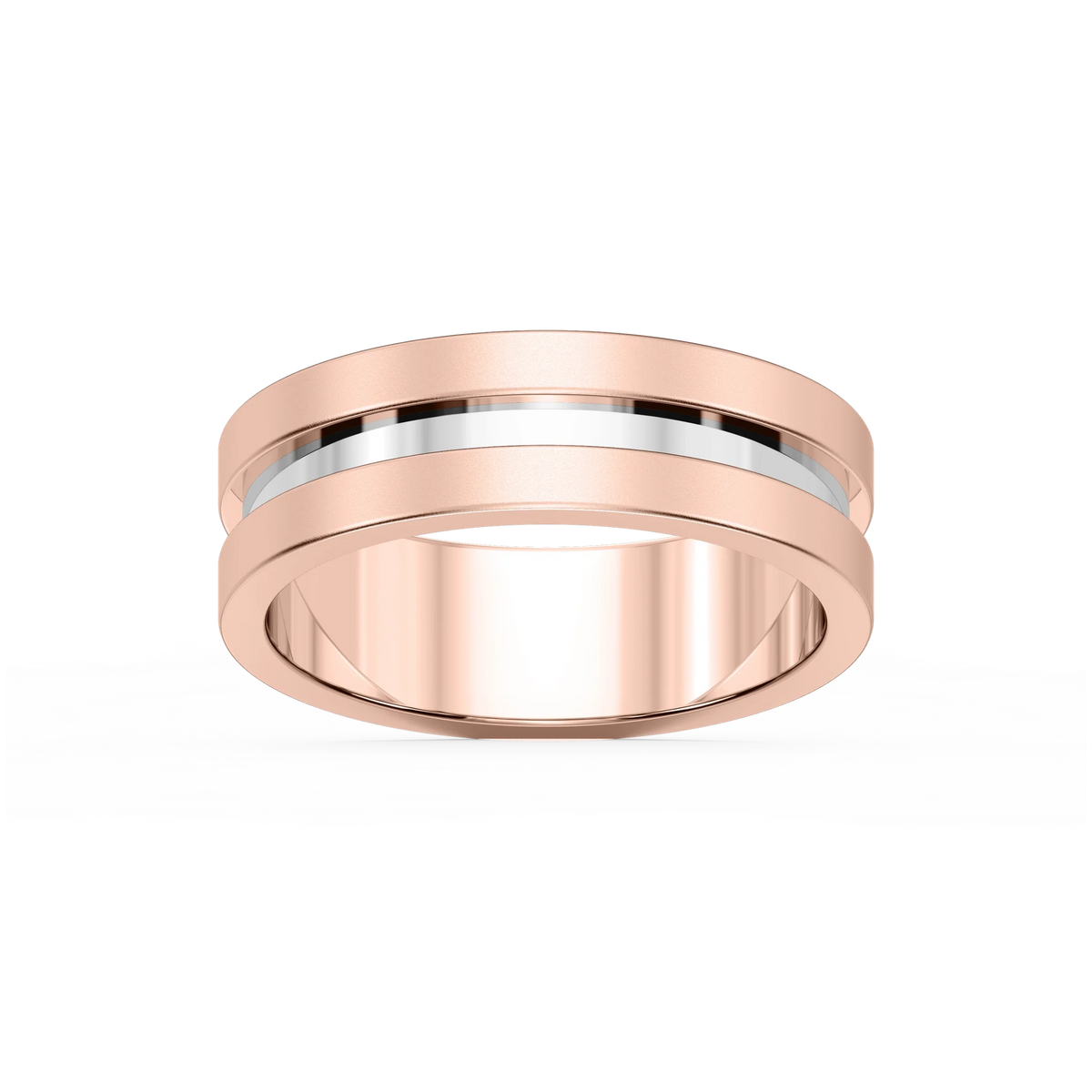 Thorn 6.00mm Groove Plain Metal Band - 14K Rose Gold / Glass Bead