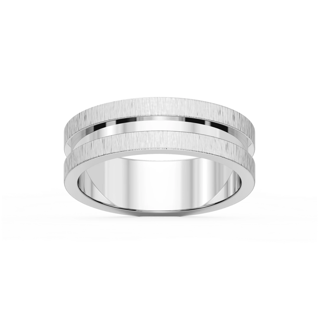 Thorn 6.00mm Groove Plain Metal Band - 18K White Gold / Satin