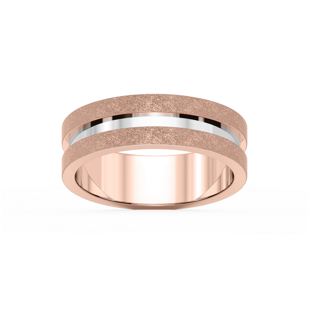 Thorn 6.00mm Groove Plain Metal Band - 18K Rose Gold / Sandblast