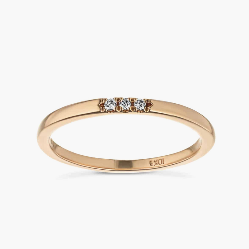 Billie 1/8 ctw Wedding Band LGD Three Stone Stackable Band - 14K White Gold