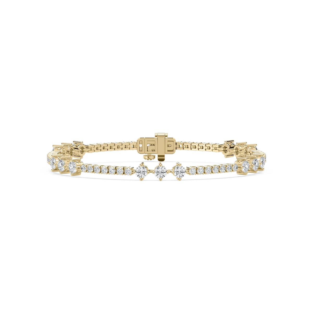 4 ctw Round LGD Three Stone Station Tennis Bracelet - 7 Inches