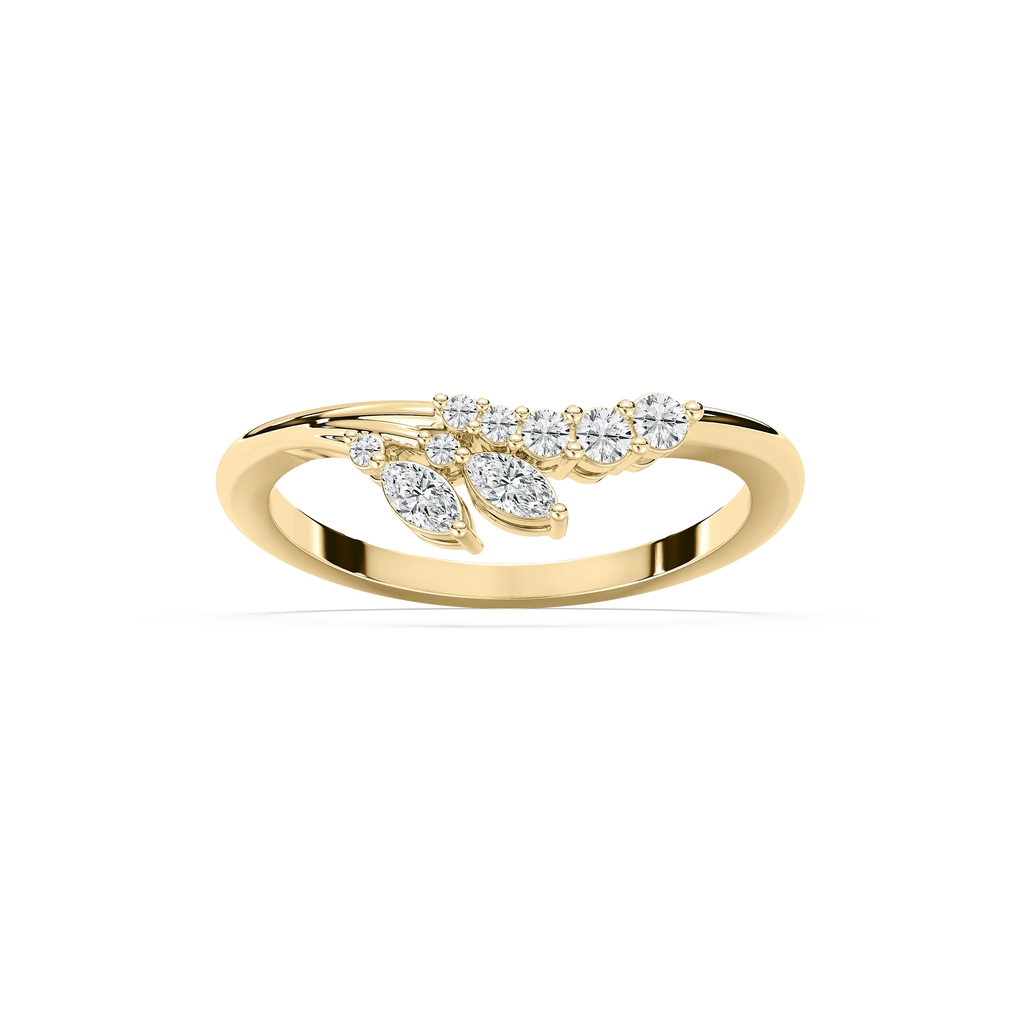 Titania 1/5 ctw Marquise and Round LGD Nature Inspired Curved Band