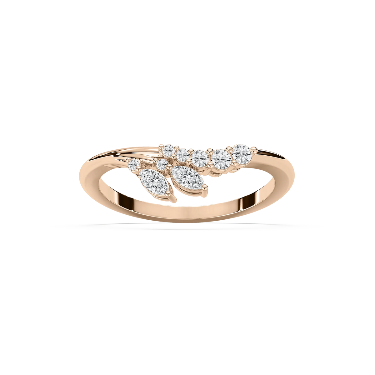 Titania 1/5 ctw Marquise and Round LGD Nature Inspired Curved Band