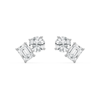 2 ctw Toi et Moi Round and Emerald LGD Stud Earrings