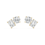 2 ctw Toi et Moi Round and Emerald LGD Stud Earrings