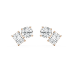 2 ctw Toi et Moi Round and Emerald LGD Stud Earrings