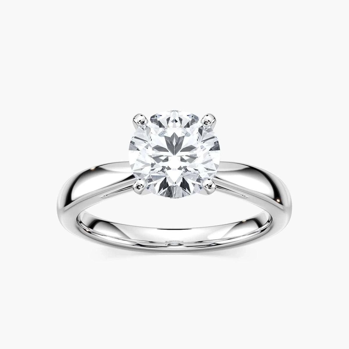 Tracie LGD Pinched Cathedral Solitaire Engagement Ring - 14K White Gold