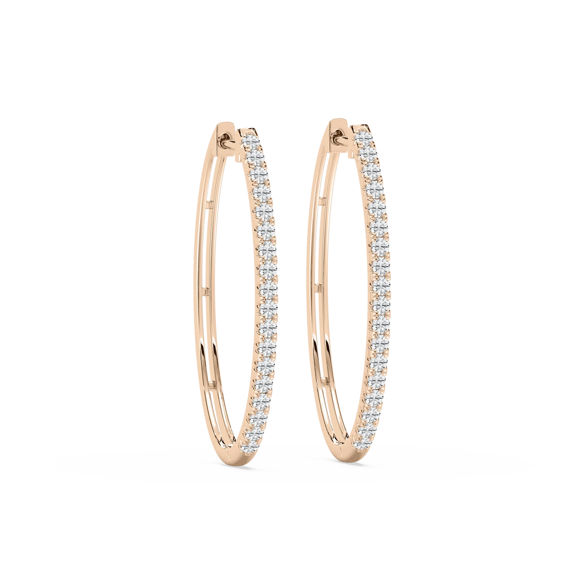 Round LGD Traditional Oval-Shaped Hoop Earrings - 14K Rose Gold / ¼ ctw