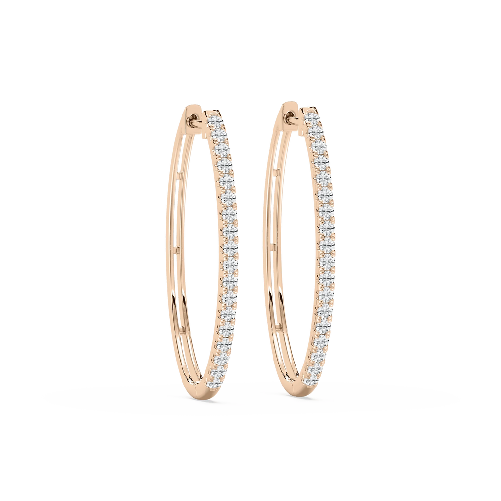 Round LGD Traditional Oval-Shaped Hoop Earrings - 14K Rose Gold / ½ ctw