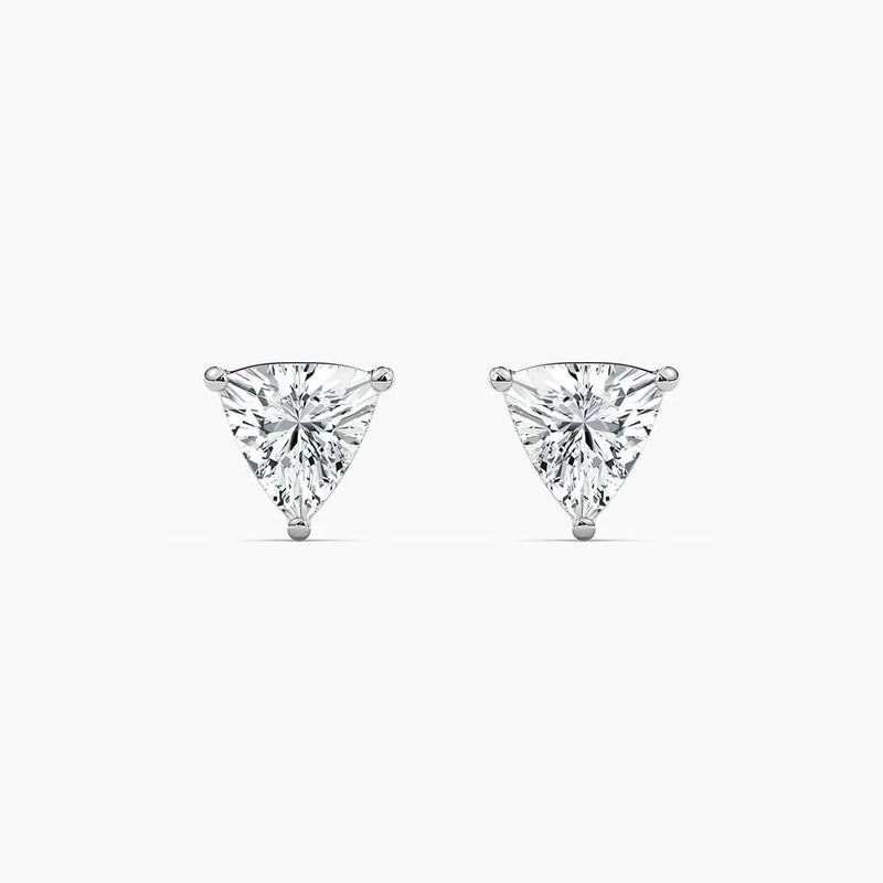 2/5 ctw Trillion LGD Stud Earrings - 14K White Gold