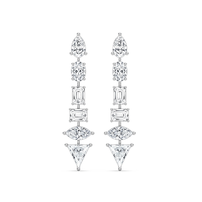 7 ctw Multi Shape LGD Trillion Point Dangle Earrings - Signature Collection - 14K White Gold