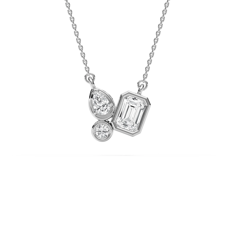 1 ctw Emerald, Pear and Round LGD Trio Pendant - 18 Inches