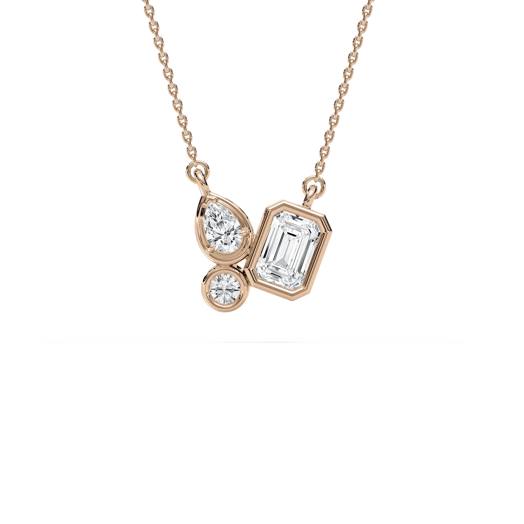 1 ctw Emerald, Pear and Round LGD Trio Pendant - 18 Inches