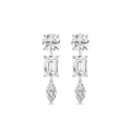 3 ⁷/₈ ctw Round Emerald, and Marquise LGD Trio Drop Earrings - 14K White Gold / F-VS2