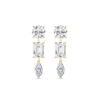3 ⁷/₈ ctw Round Emerald, and Marquise LGD Trio Drop Earrings - 14K Yellow Gold / F-VS2