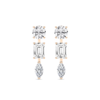 3 ⁷/₈ ctw Round Emerald, and Marquise LGD Trio Drop Earrings - 14K Rose Gold / F-VS2