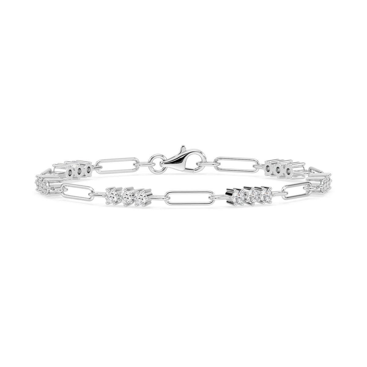 1 ¹⁄₄ ctw Round LGD Trio Paper Clip Bracelet  - 7 Inches