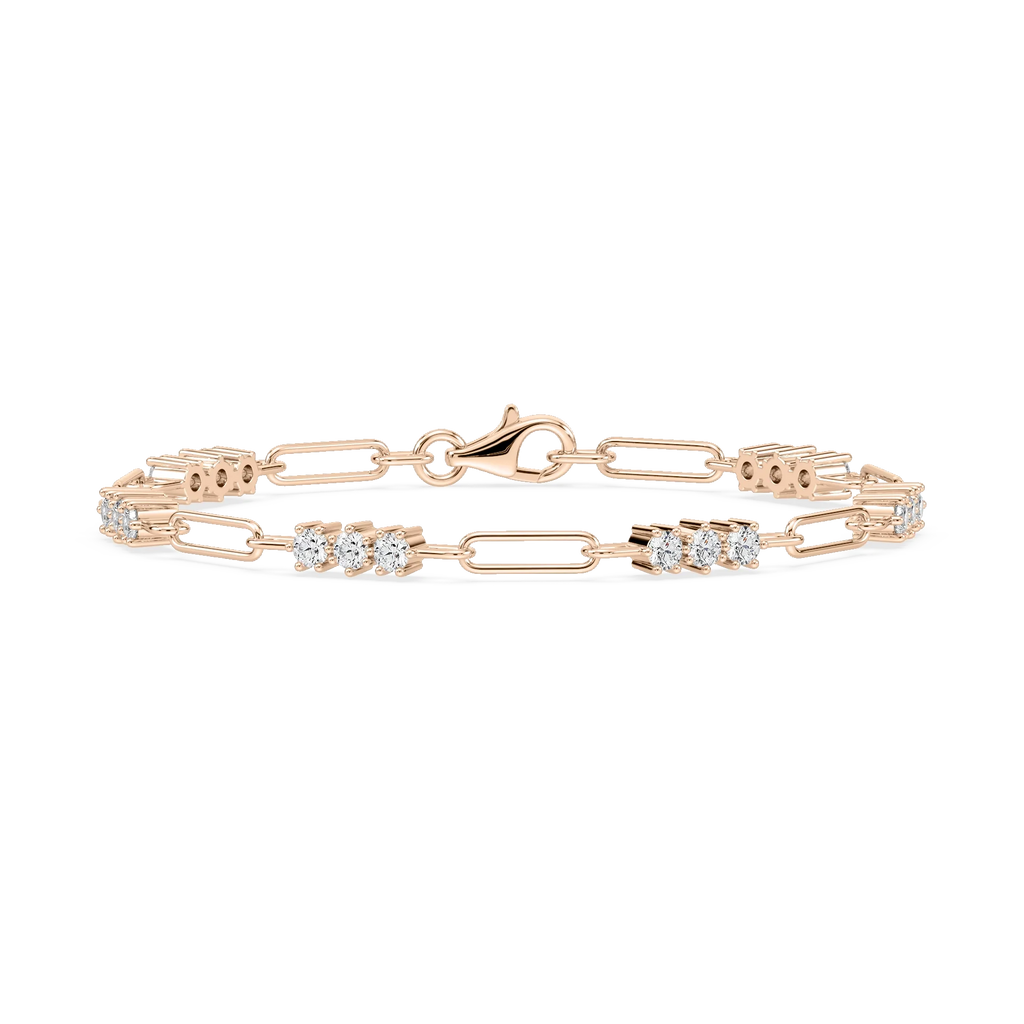 1 ¹⁄₄ ctw Round LGD Trio Paper Clip Bracelet  - 7 Inches