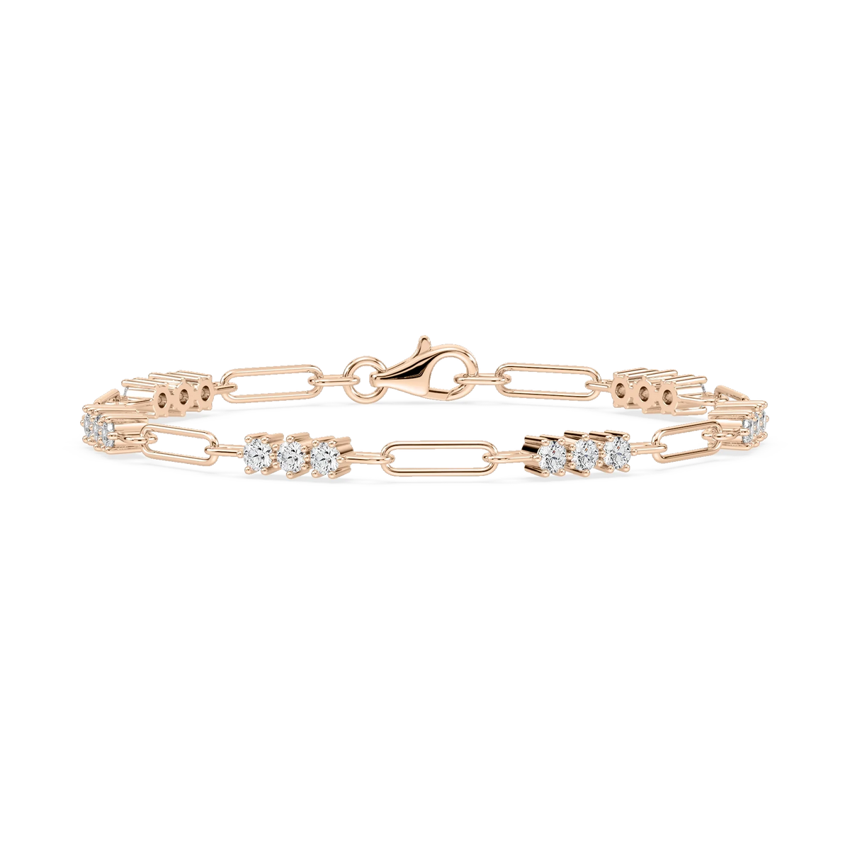 1 ¹⁄₄ ctw Round LGD Trio Paper Clip Bracelet  - 7 Inches