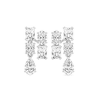 5 ctw Radiant, Oval, and Pear LGD Double Drop Earrings - 14K White Gold