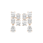 5 ctw Radiant, Oval, and Pear LGD Double Drop Earrings - 14K Rose Gold