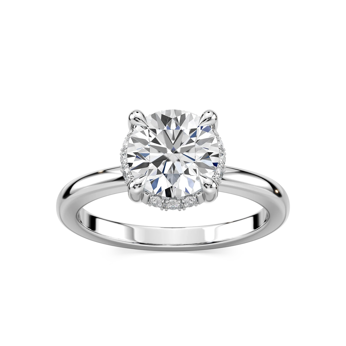 Tula Round LGD Semi Hidden Halo Engagement Ring - 14K White Gold
