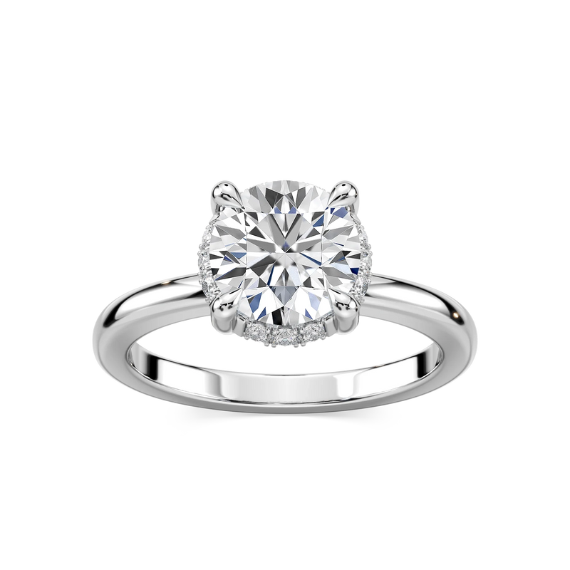 Tula Round LGD Semi Hidden Halo Engagement Ring - 14K White Gold