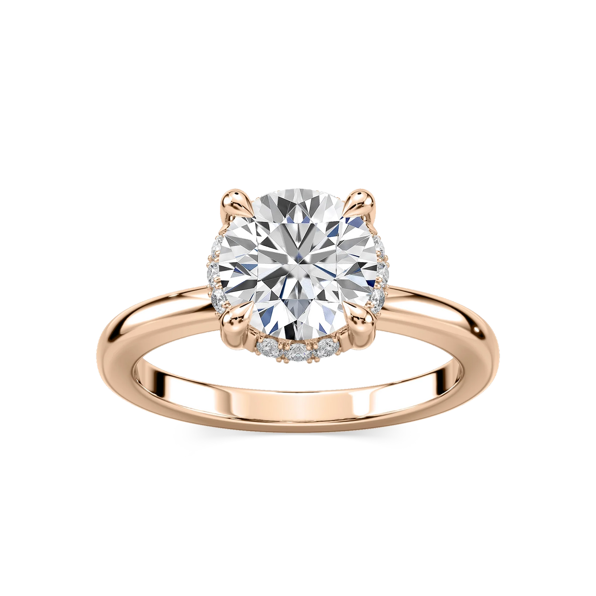 Tula Round LGD Semi Hidden Halo Engagement Ring - 14K Rose Gold