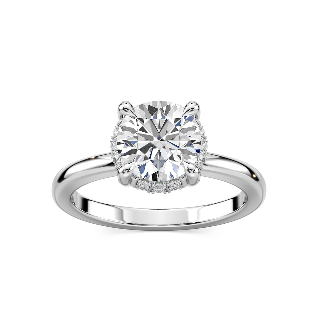 Tula Round LGD Semi Hidden Halo Engagement Ring - 18K White Gold