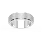 Tyler 6.00mm Step Edge Plain Metal Band - 14K White Gold / Cross Satin